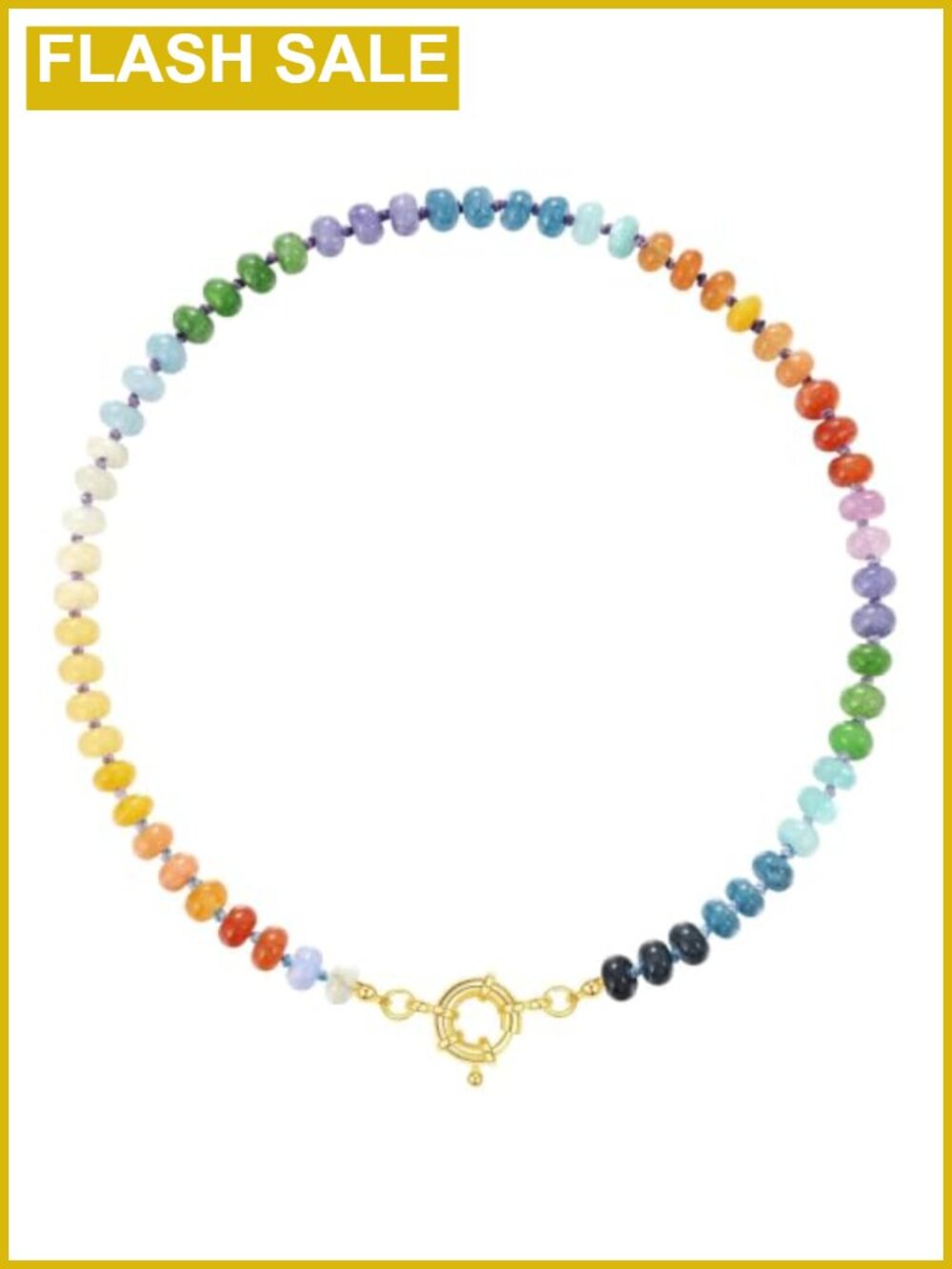 Handmade Natural Gemstone Beaded Choker Necklace 14K Gold Plated Copper